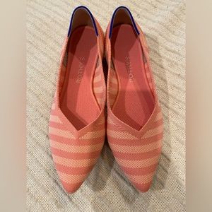 Rothy’s The Point Macaron Pink Striped Limited Edition Size 9.